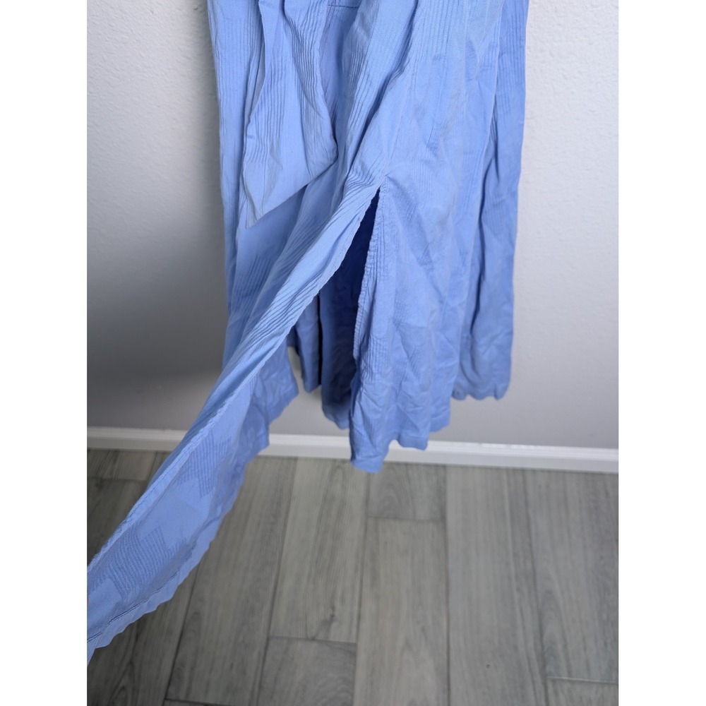 Free People Dress Womens S Blue Long Wrap Dress Strappy Square Neck Cotton - Picture 8 of 11